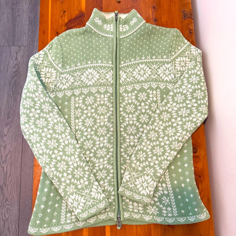 Green Zip Front LL Bean Sweater